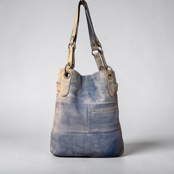 B. Makowsky Blue Leather Shoulder Bag (A368) - Picture 3 of 10